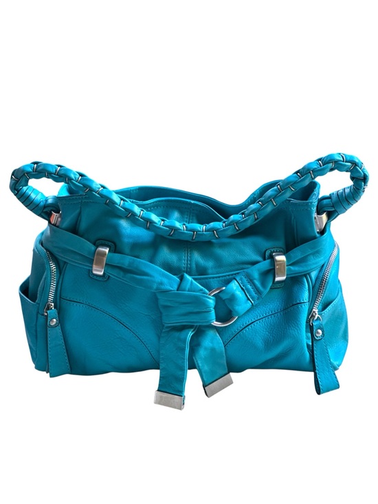b. makowsky Handbags - B. Makowsky Aqua Blue Braided Strap Soft Leather Satchel Shoulder Bag